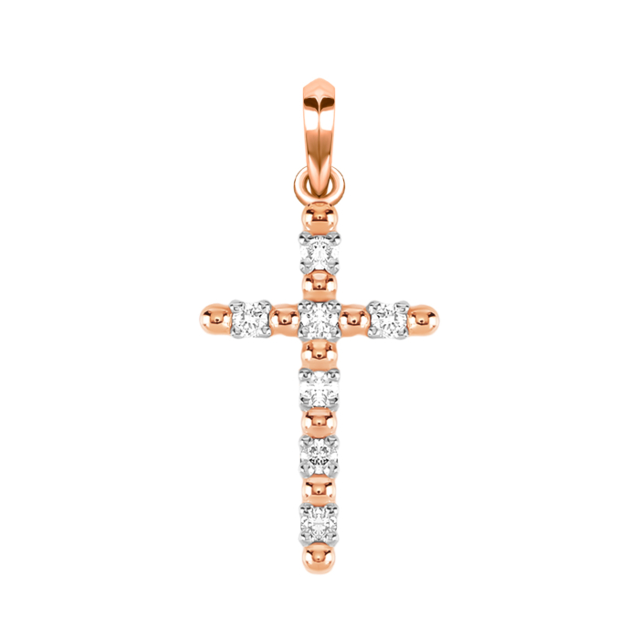 Золотая подвеска Крестик c бриллиантами. Артикул UG53112281201