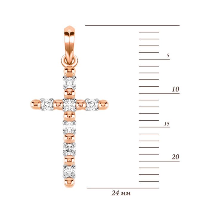 Золотая подвеска Крестик c бриллиантами. Артикул UG53112281201