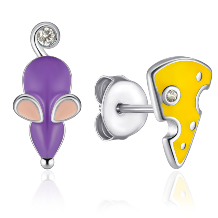 Серьги из серебра с фианитами и эмалью SZDE06938-E/12/3468