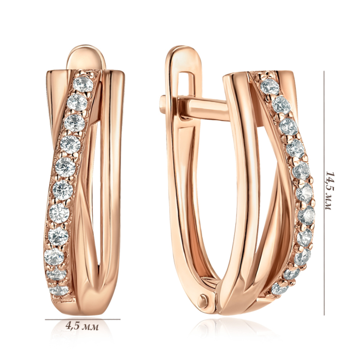 Золоті сережки з фіанітами. Артикул S212421-E/01/1