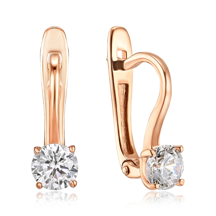 Золотые серьги с фианитом. Артикул S213351-E/01/1