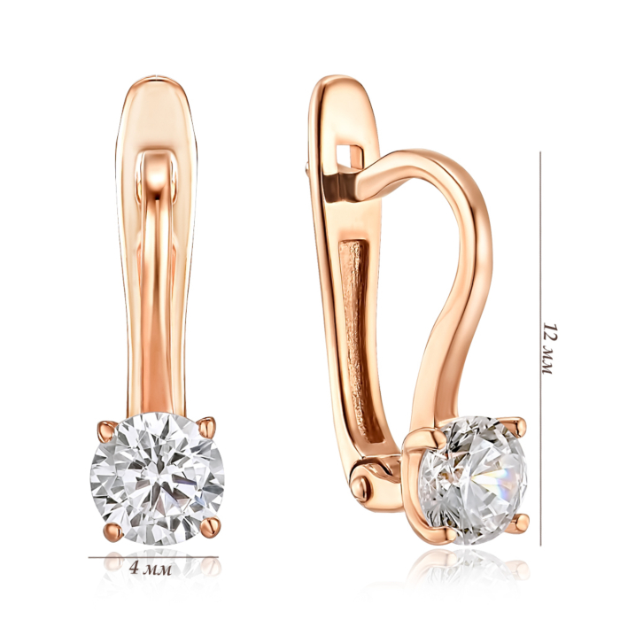 Золотые серьги с фианитом. Артикул S213351-E/01/1