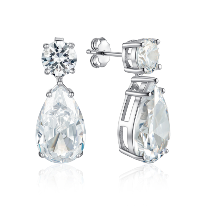 Срібні пусети з фіанітами. Артикул DY110144-S-W-WH-E/12/1