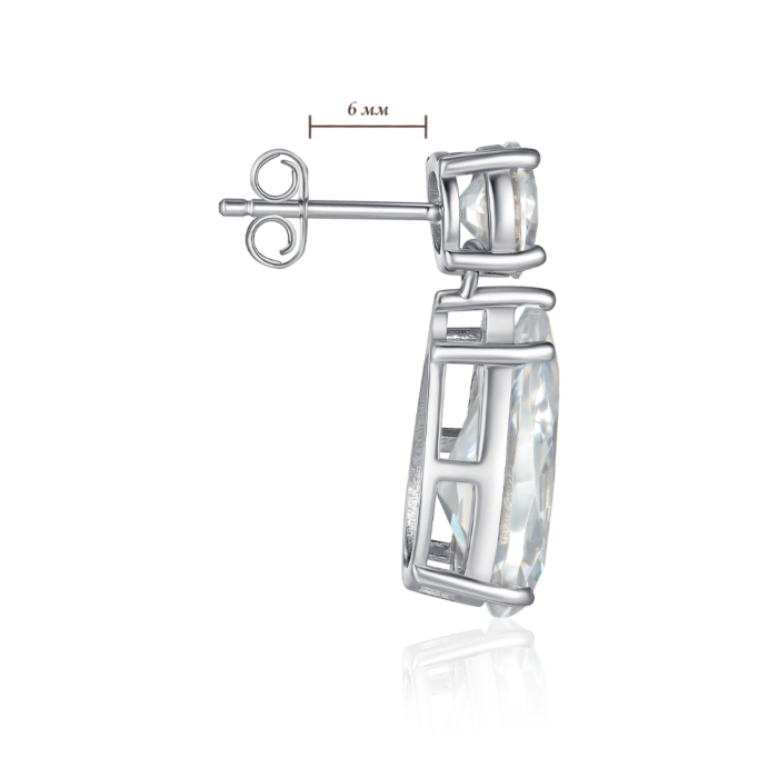 Срібні пусети з фіанітами. Артикул DY110144-S-W-WH-E/12/1