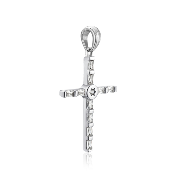 Срібний хрестик з фіанітами. Артикул G00044-P/12/1