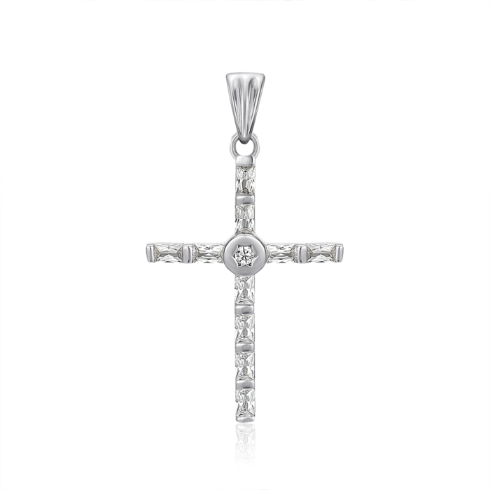 Срібний хрестик з фіанітами. Артикул G00044-P/12/1