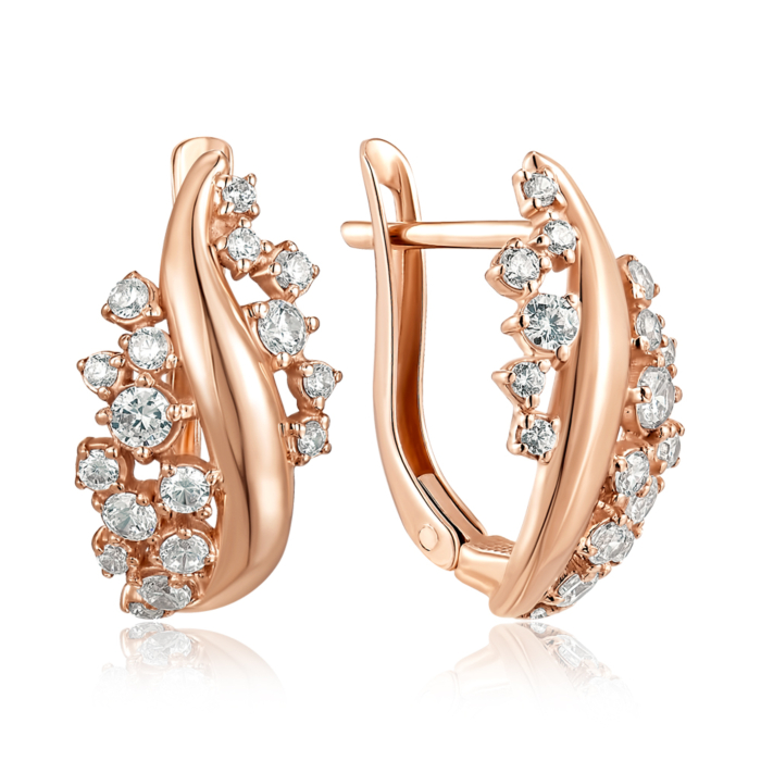 Золоті сережки з фіанітами. Артикул 21116 к