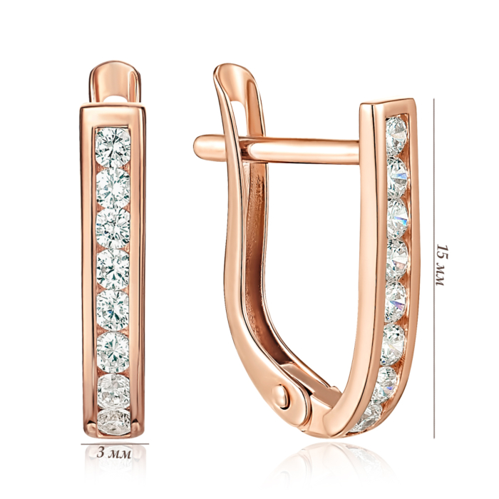 Золоті сережки з фіанітами. Артикул 2902