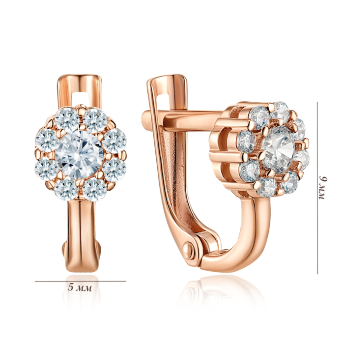 Золоті сережки з фіанітами. Артикул 21747