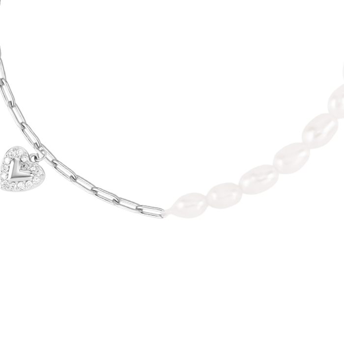 Серебряный браслет с жемчугом и фианитами. Артикул UG5D01296