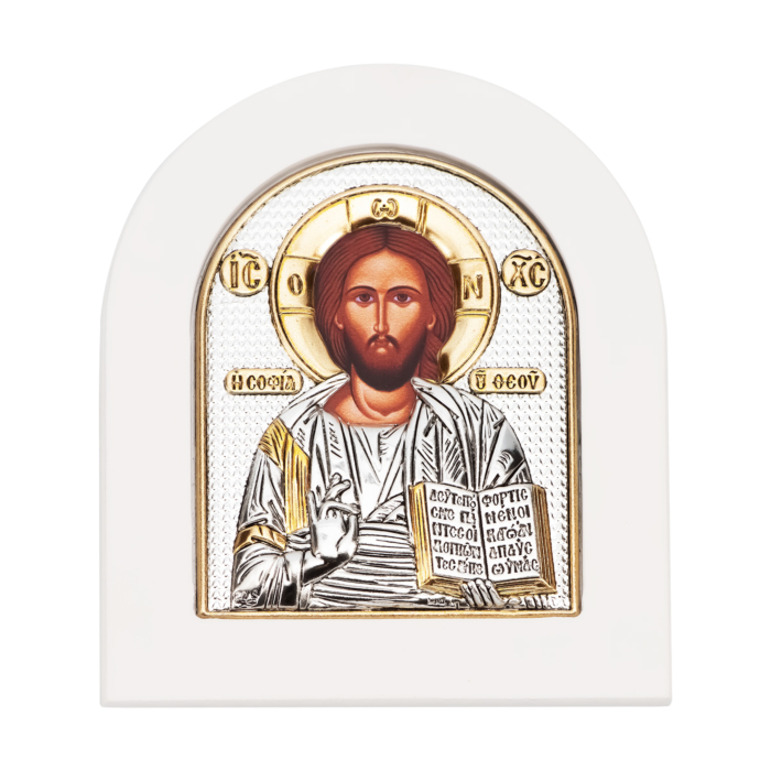 Срібна ікона Спаситель. Артикул UG5ЕР2-001XAG-WH/P