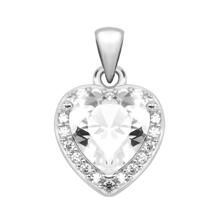 Срібна підвіска Серце з фіанітами. Артикул UG5G00097