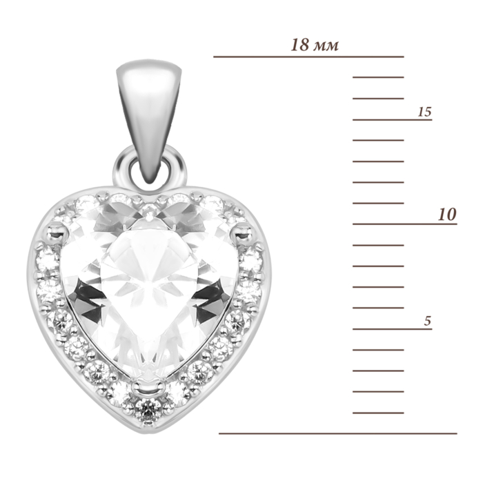Срібна підвіска Серце з фіанітами. Артикул UG5G00097