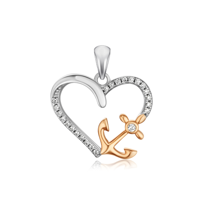 Срібна підвіска з позолотою та фіанітами GP01756A-P/15/1