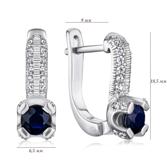 Серебряные серьги с сапфиром и фианитами GRE1165S5-E/12/8380