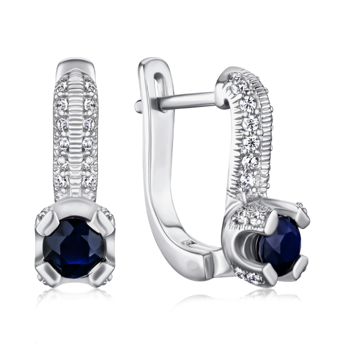 Серебряные серьги с сапфиром и фианитами GRE1165S5-E/12/8380
