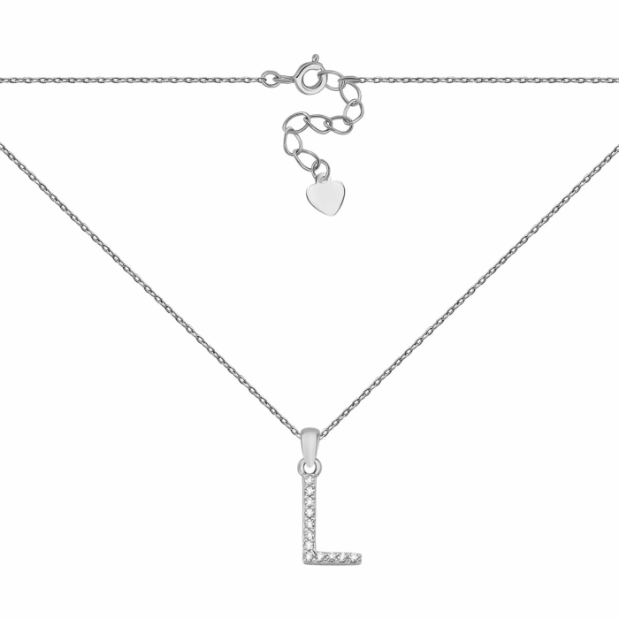 Серебряное колье Буква L с фианитами. Артикул UG5SZDN14333 L