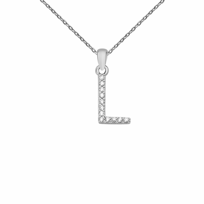 Серебряное колье Буква L с фианитами. Артикул UG5SZDN14333 L