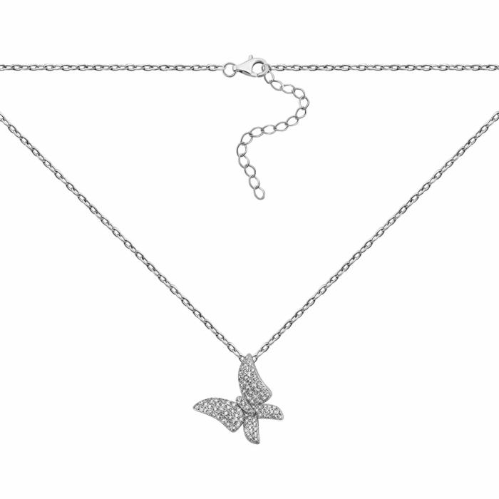 Срібне кольє Метелик з фіанітами. Артикул UG5N37732