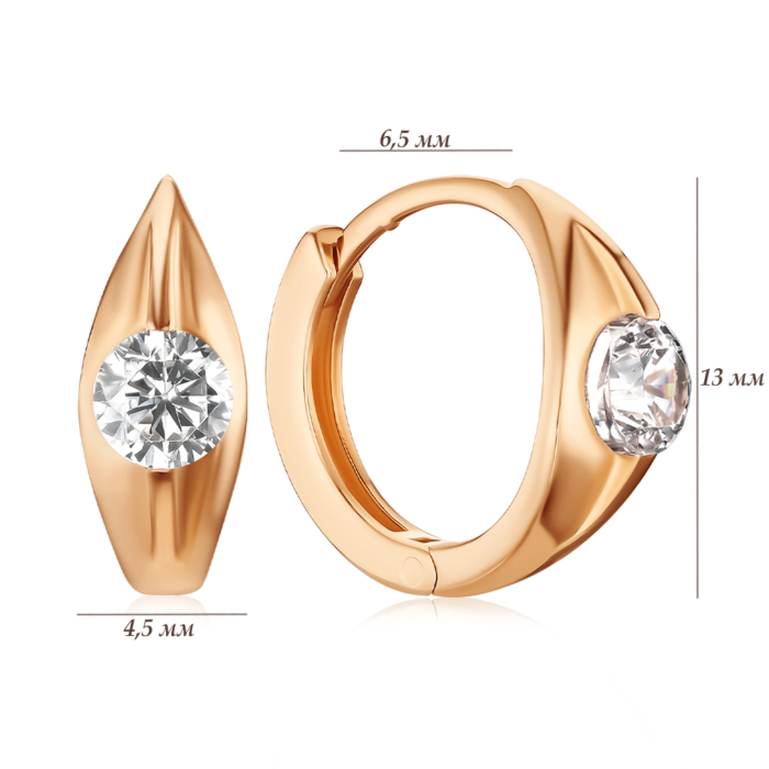 Золотые серьги с фианитом P-5202-E/01/1