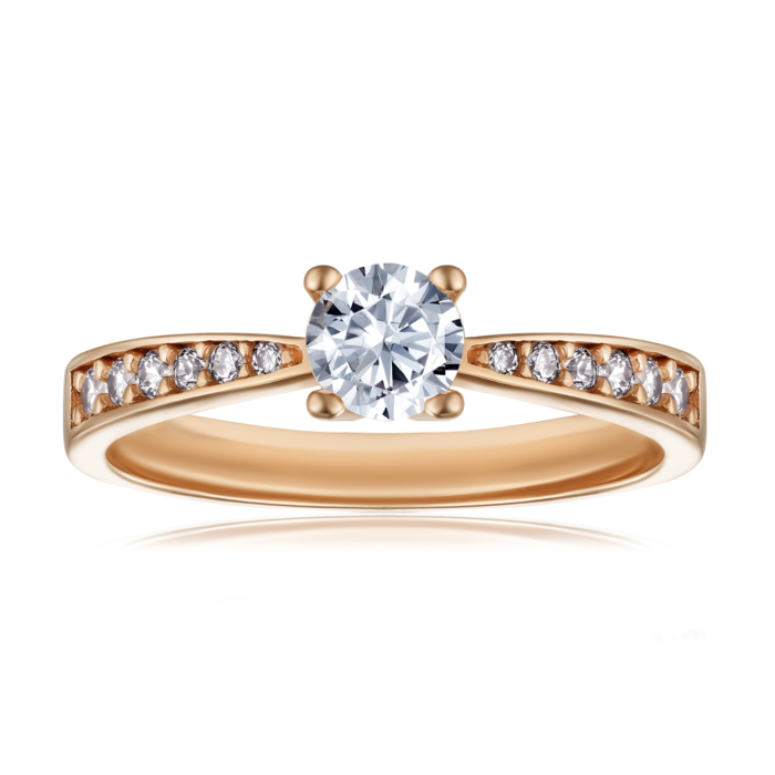 Золотое кольцо с фианитами. Артикул P-665-R/01/1