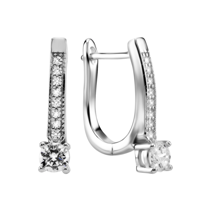 Срібні сережки з фіанітами. Артикул UG5PB10112