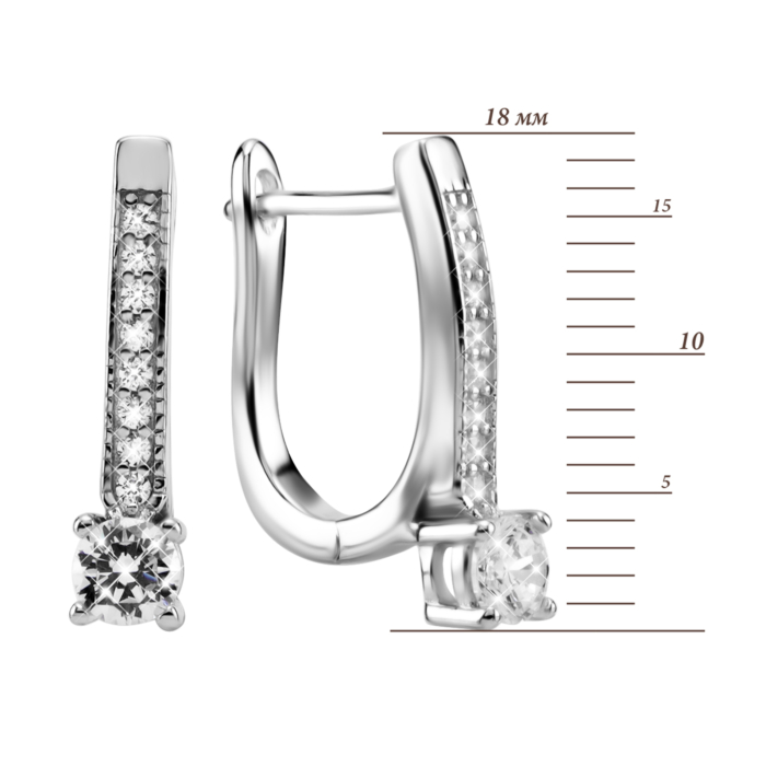 Срібні сережки з фіанітами. Артикул UG5PB10112