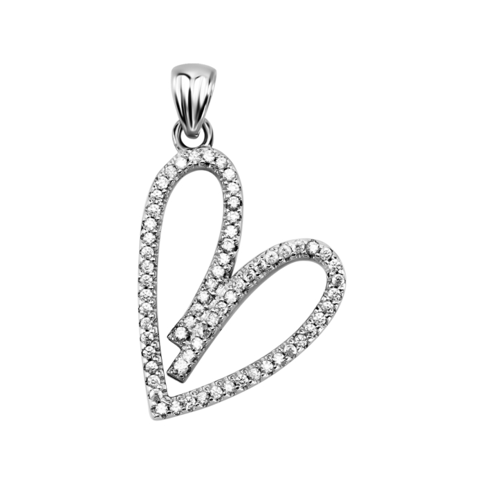 Срібна підвіска Серце з фіанітами. Артикул UG5PG01100