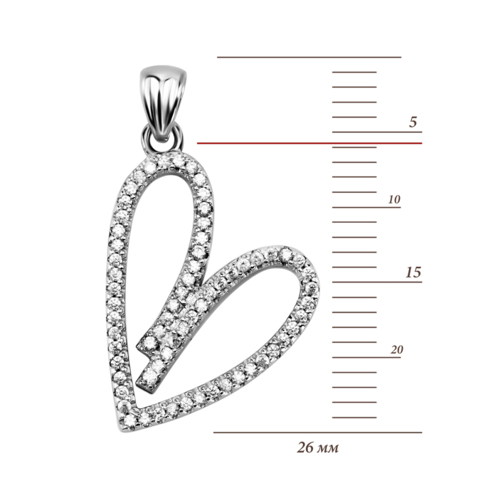 Срібна підвіска Серце з фіанітами. Артикул UG5PG01100