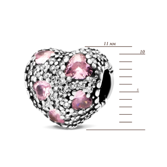 Срібна намистина шарм з фіанітами. Артикул UG5PK00675