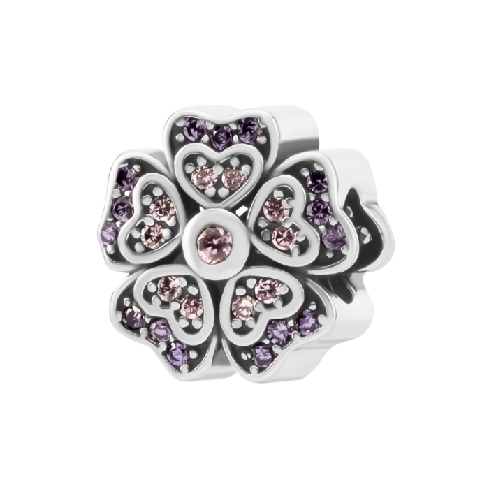 Срібна намистина шарм Квітка з фіанітами. Артикул UG5PK00789