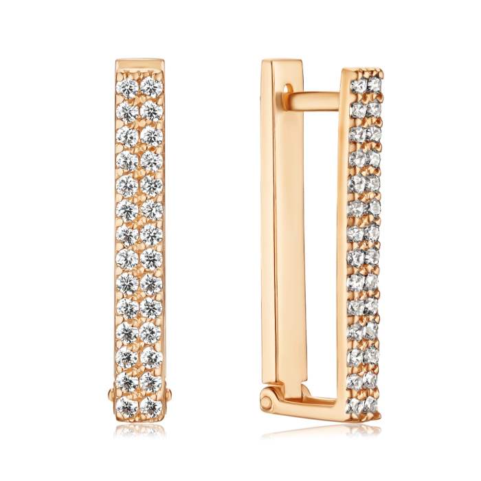 Золотые серьги с фианитами S214151-E/01/1