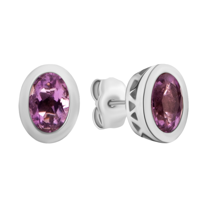 Срібні пусети з аметистом. Артикул UG5SE22363 с ам