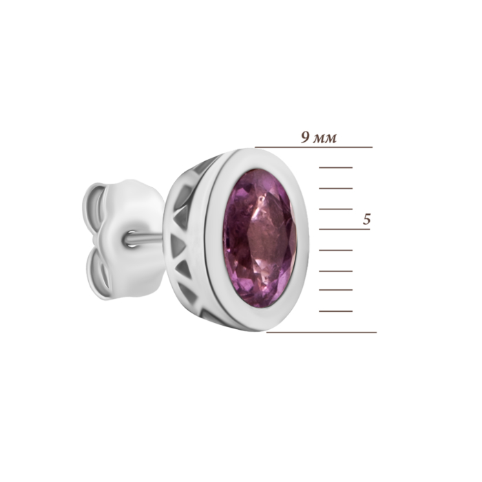 Срібні пусети з аметистом. Артикул UG5SE22363 с ам