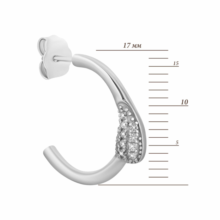 Серебряные серьги-пуссеты с фианитами. Артикул UG5SE30857-BW