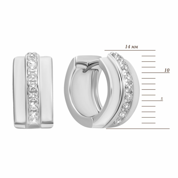Серебряные серьги-конго с фианитами. Артикул UG5SE37922