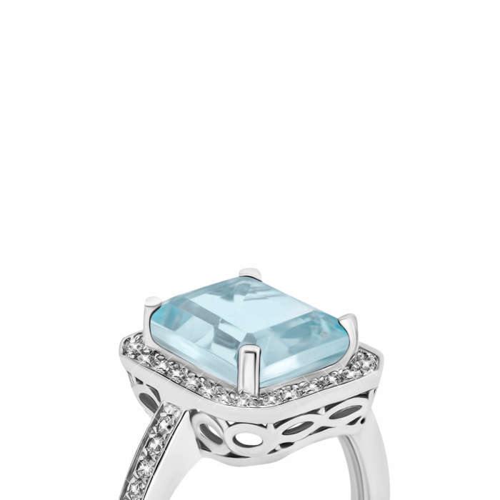 Срібна каблучка з топазом та фіанітами. Артикул UG5SR18086 к топ