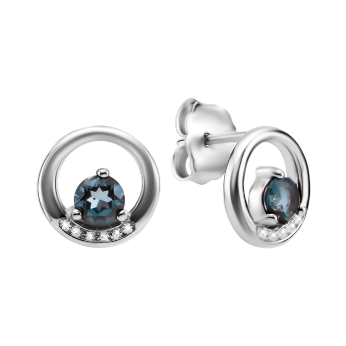 Серебряные пусеты с топазом swiss и фианитами. Артикул UG5SZDE75955