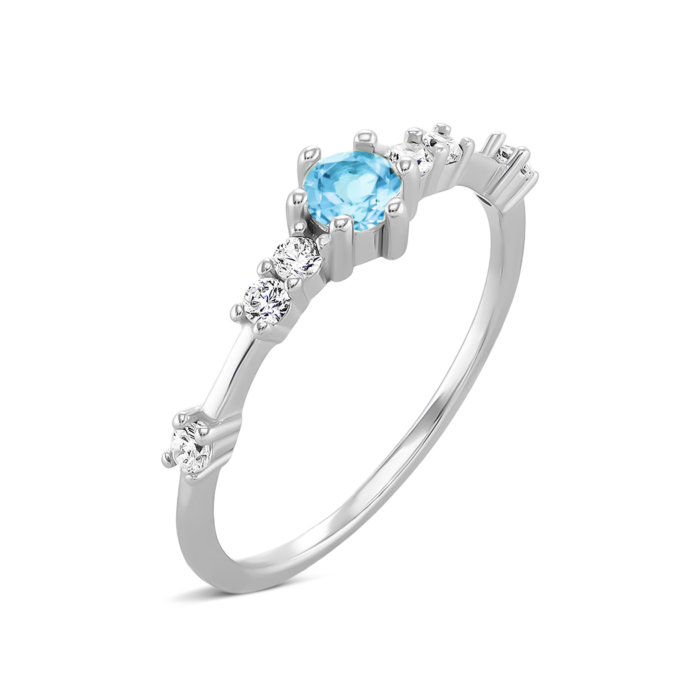 Серебряное кольцо с топазом swiss и фианитами. Артикул UG5SZDR31505-1