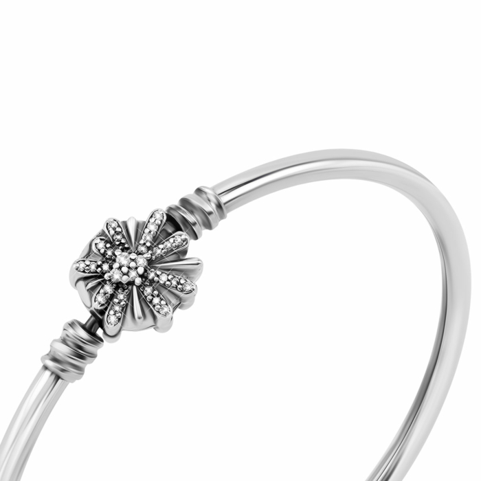 Срібний жорсткий браслет з фіанітами. Артикул UG5SZDB09788