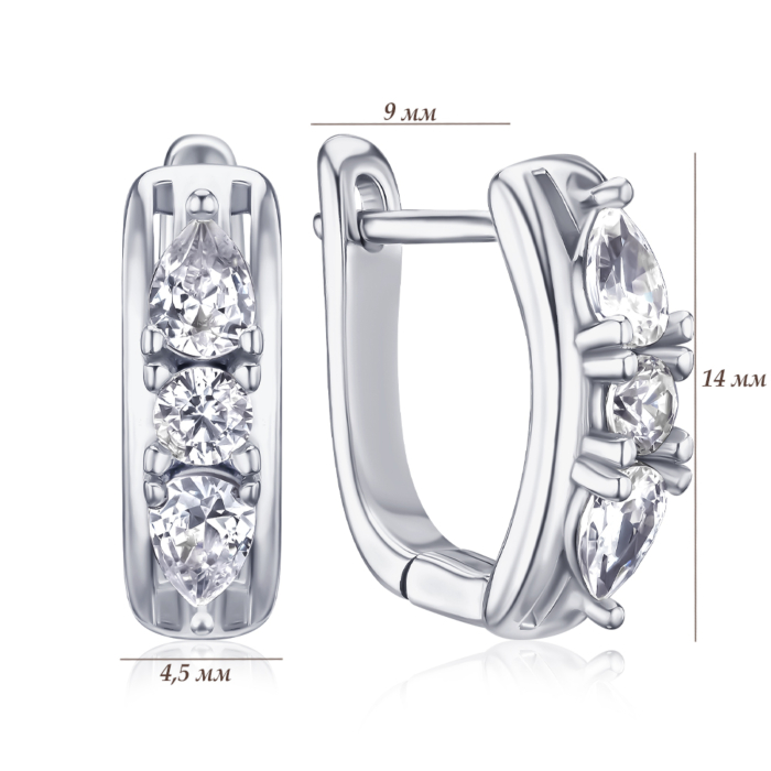 Срібні сережки з фіанітами SZDE04986-E/12/1