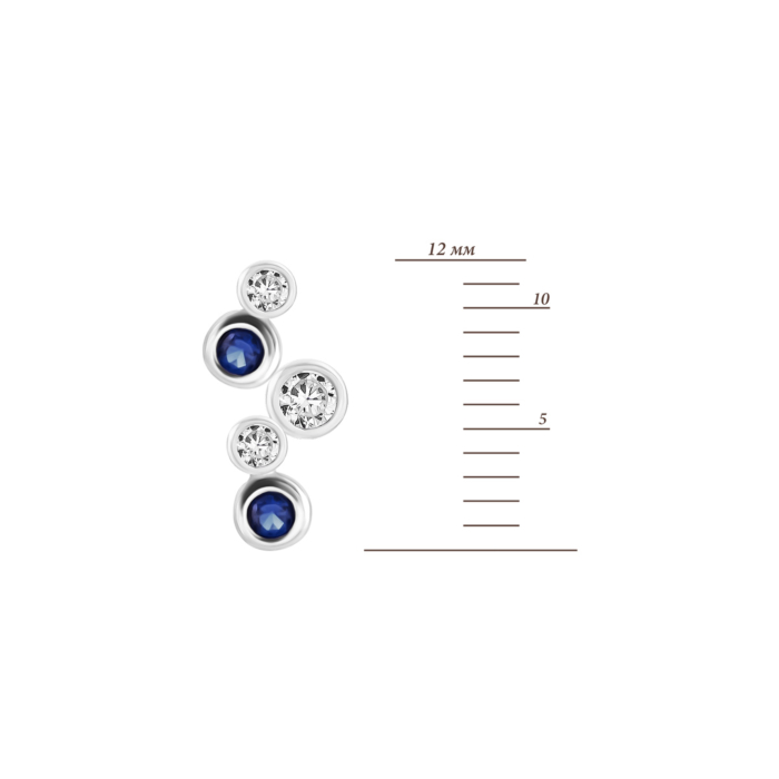 Серебряные пуссеты с фианитами. Артикул UG5SZDE09238