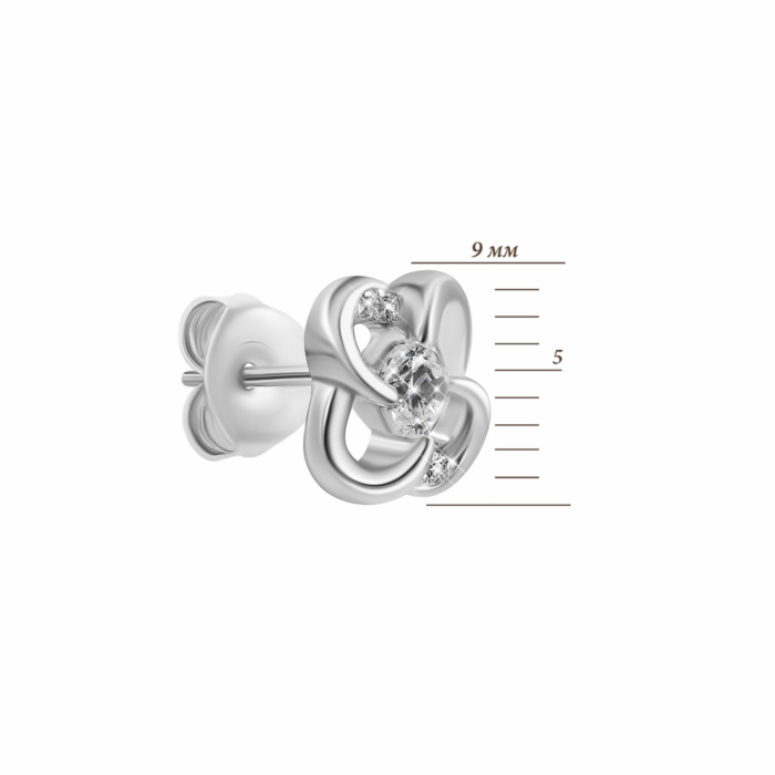 Срібні пусети Квіти з фіанітами. Артикул UG5SZDE09361