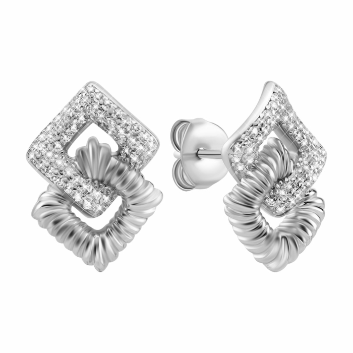 Серебряные пуссеты с фианитами. Артикул UG5SZDE12576