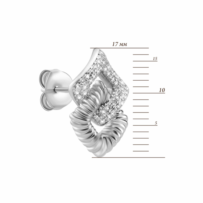 Серебряные пуссеты с фианитами. Артикул UG5SZDE12576