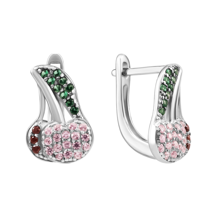 Серебряные серьги Вишенки с фианитами. Артикул UG5SZDE15080