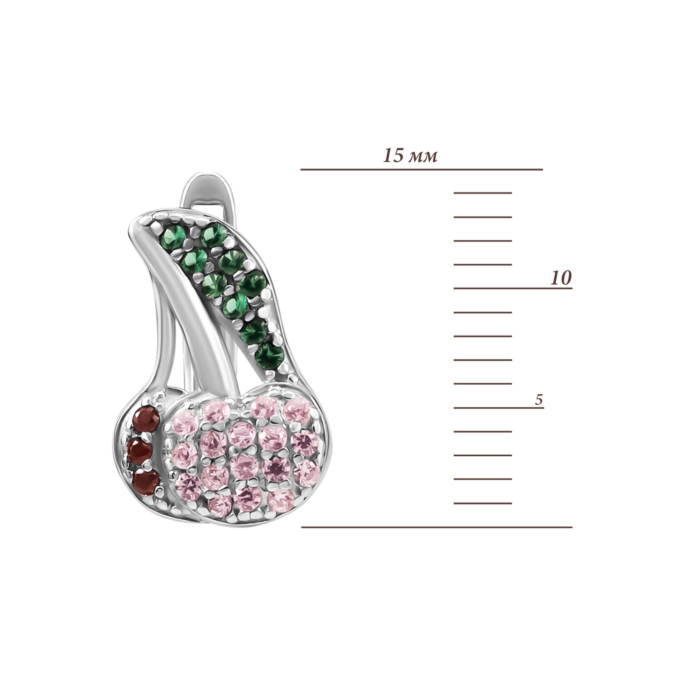 Серебряные серьги Вишенки с фианитами. Артикул UG5SZDE15080