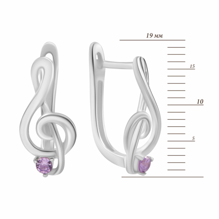 Серебряные серьги Музыка с фианитами. Артикул UG5SZDE15081