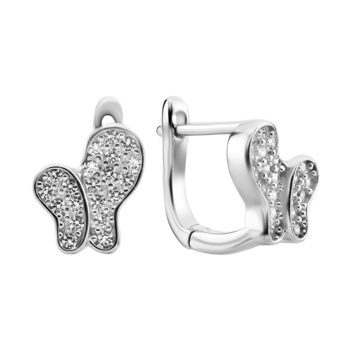 Серебряные серьги Бабочки с фианитами. Артикул UG5SZDE16769