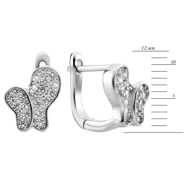 Серебряные серьги Бабочки с фианитами. Артикул UG5SZDE16769